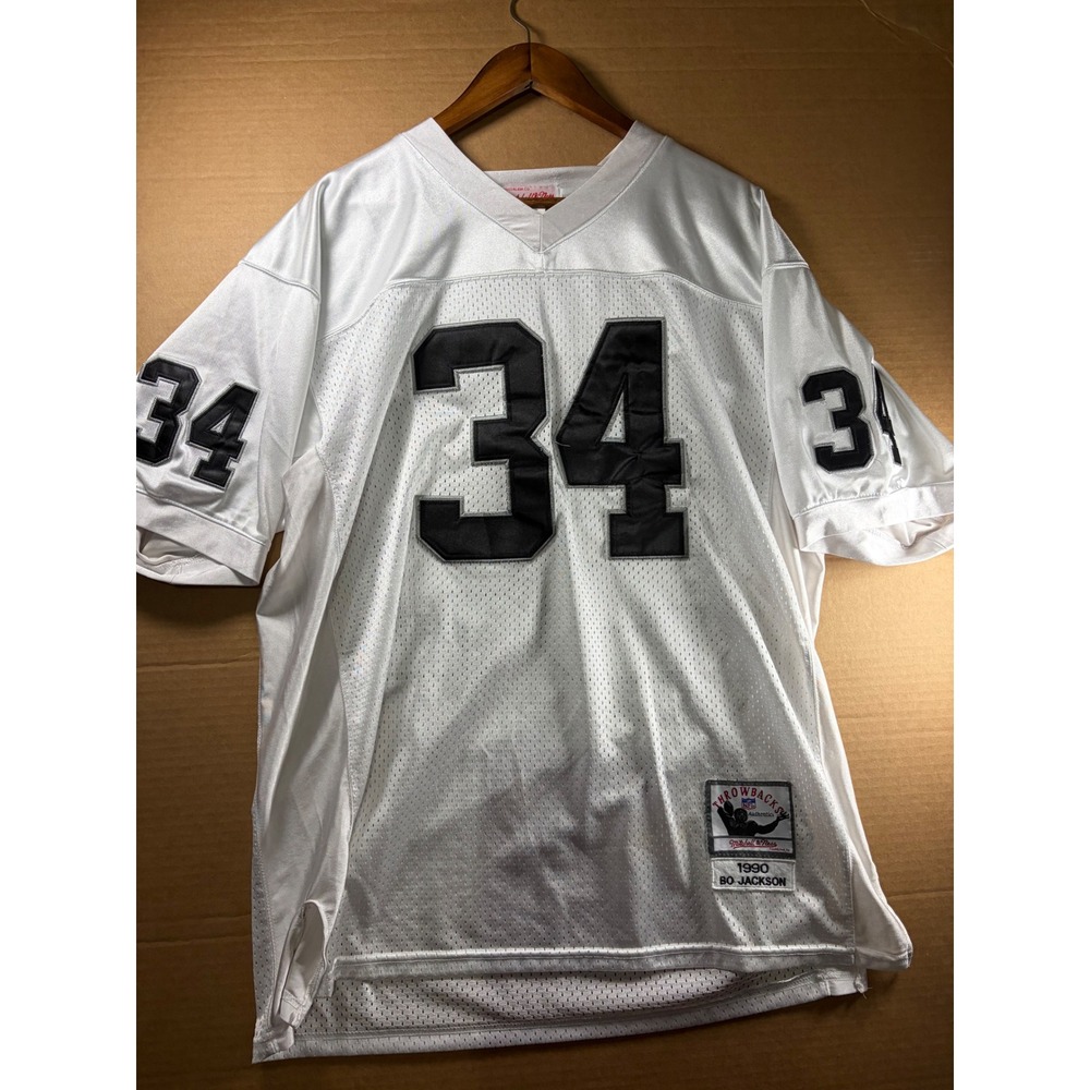 Mitchell & Ness Bo Jackson Raiders Jersey Mens 50 White 1990 Throwback Stitched